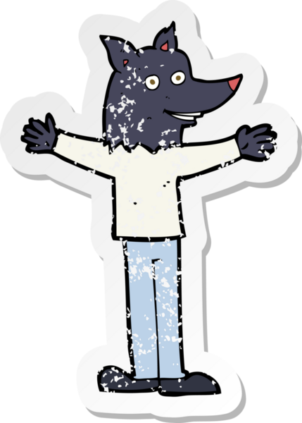 Bir insan tarafından çizilmiş bir kurt adamın gerilimli çıkartması.