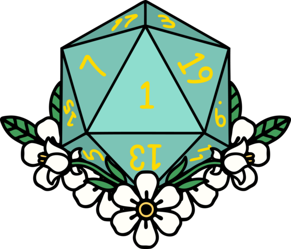 Retro Dövme Tarzı Doğal Zarlar Bir insan tarafından çizilmiş çiçek elementleri ile yuvarlanır