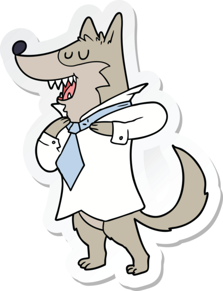 Bir insan tarafından çizilen bir ofis kurdunun çıkartması.