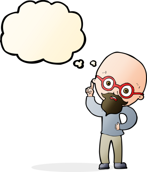 Bir insan tarafından çizilmiş düşünce baloncuğu olan yaşlı bir adam.