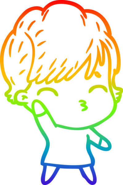 Gökkuşağı gradyan çizgi çizimi Bir insan tarafından çizilmiş bir çizgi kadın