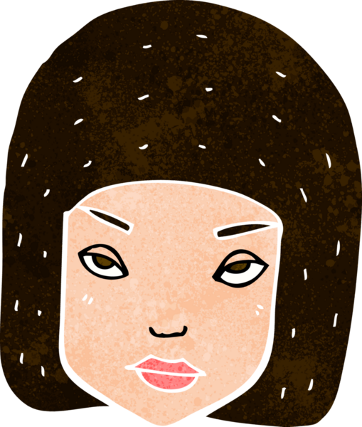 Bir insan tarafından çizilmiş bir kadın yüzü.