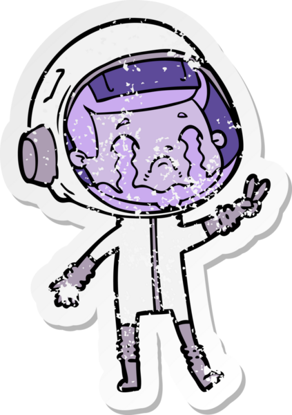 Bir insan tarafından çizilmiş ağlayan bir astronotun sıkıntılı çıkartması.