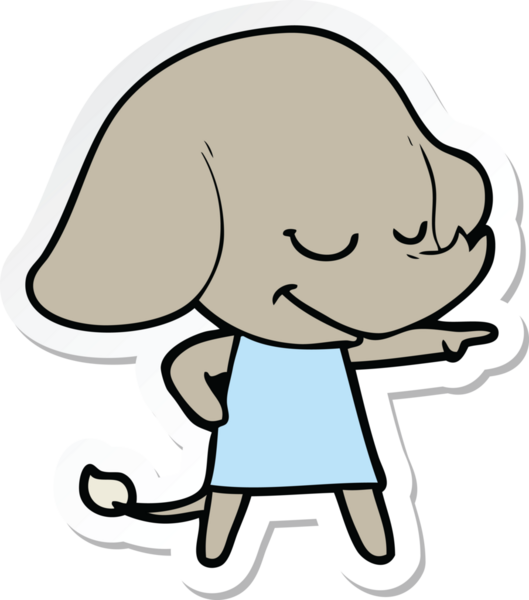 Bir insan tarafından çizilmiş gülümseyen fil çıkartması.