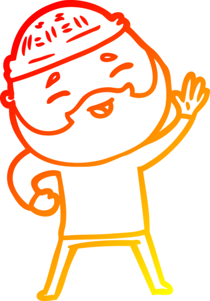 Bir insan tarafından çizilmiş mutlu sakallı bir adamın çizgi çizimi.