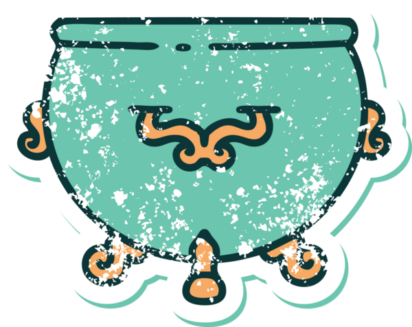 Bir insan tarafından çizilmiş bir kazanın sembolik dövmeli görüntüsü