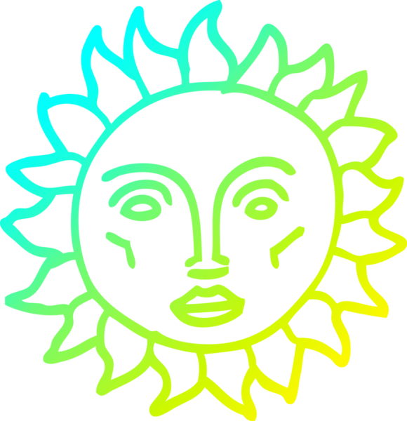 Bir insan tarafından çizilmiş geleneksel güneş yüzü çizgi çizimi.