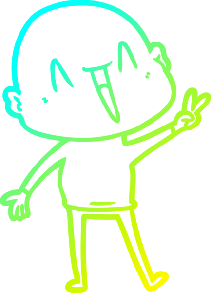 Bir insan tarafından çizilmiş, mutlu, kel bir adamın çizdiği soğuk çizgi.