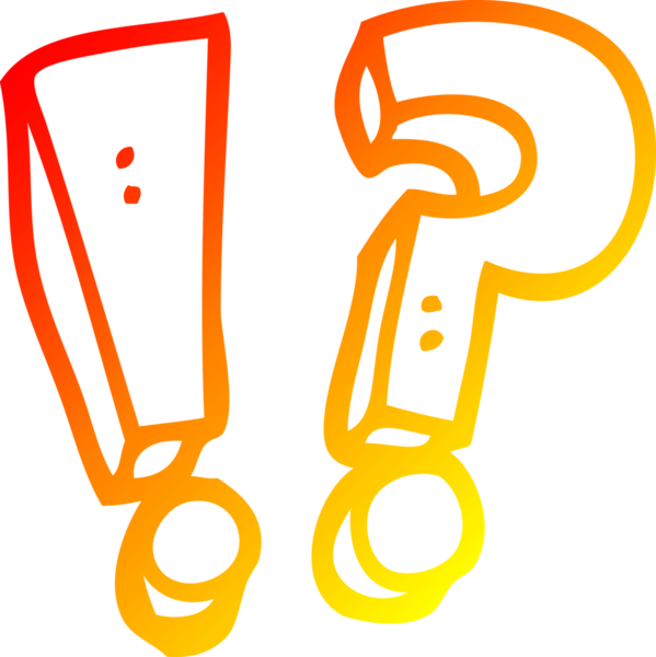 Bir çizgi film soru işareti ve bir insan tarafından çizilmiş ünlem işaretinin sıcak çizgi çizimi