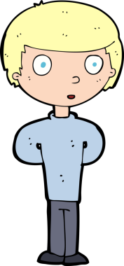 Bir insan tarafından çizilmiş meraklı bir çocuk.