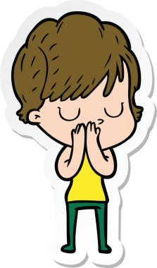 Bir insan tarafından çizilmiş bir karikatür kadının çıkartması.