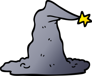 vektör gradyan çizim çizgi film sihirbazı şapkası bir insan tarafından çizildi