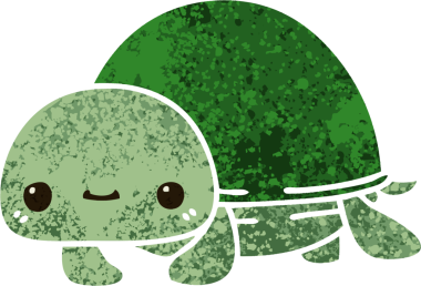 Retro illüstrasyon stili bir insan tarafından çizilmiş garip çizgi film kaplumbağası.