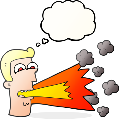 Bir insan tarafından çizilmiş serbest çizilmiş düşünce balonu karikatürü bağıran adam.