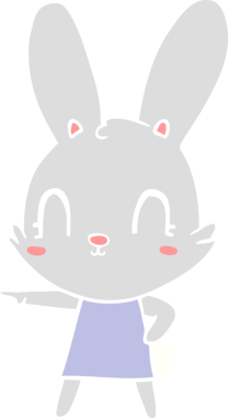 Bir insan tarafından çizilmiş şirin düz renkli çizgi film tavşanı.