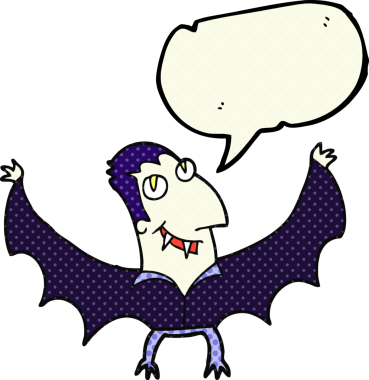 Bir insan tarafından çizilmiş serbest çizilmiş çizgi roman konuşma balonu çizgi filmi vampiri.