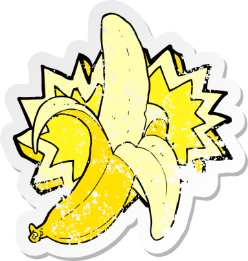 Bir insan tarafından çizilmiş bir muz sembolünün gerilimli retro yapıştırması