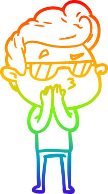 Gökkuşağı gradyan çizimi. Bir insan tarafından çizilmiş havalı bir adamın çizimi.