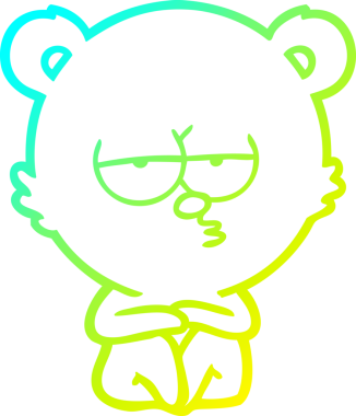 Sıkıcı bir kutup ayısının insan tarafından çizilmiş soğuk çizgi çizimi.