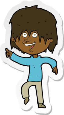 Bir insan tarafından çizilmiş mutlu bir çocuğun çıkartması.