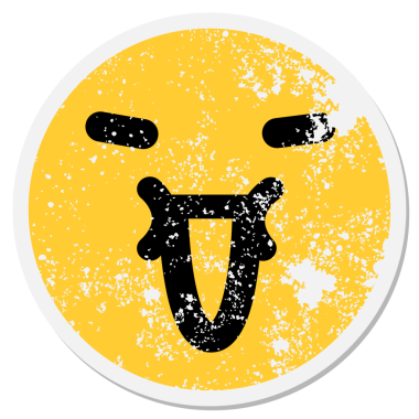 Bir insan tarafından çizilmiş basit bir zevk yüzü dairesel etiketi