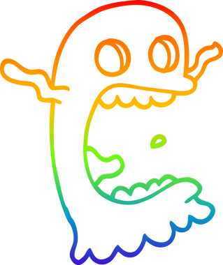 Gökkuşağı gradyanı çizimi bir insan tarafından çizilmiş ürkütücü bir çizgi film.