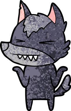 Bir insan tarafından çizilmiş kızgın kurt çizgi filmi.