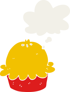 Düşünce baloncuklu karikatür turtası insan tarafından çizilmiş.