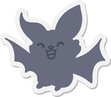 Bir insan tarafından çizilmiş süper şirin cadılar bayramı yarasa çıkartması.