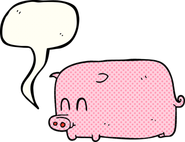 El yazısıyla çizilmiş çizgi roman konuşma balonu bir insan tarafından çizilmiş domuz.