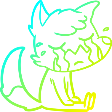 Bir insan tarafından çizilmiş ağlayan tilki çizgi filmi.