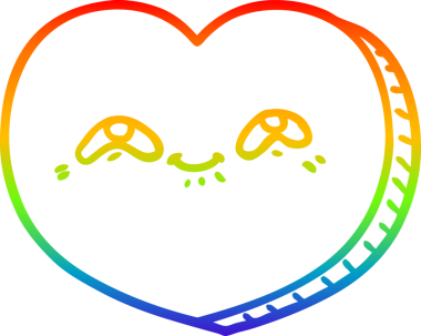 Gökkuşağı gradyan çizgi çizimi Bir insan tarafından çizilmiş bir aşk kalbi