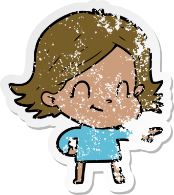 Bir insan tarafından çizilmiş, karikatür dostu bir kızın sıkıntılı çıkartması.