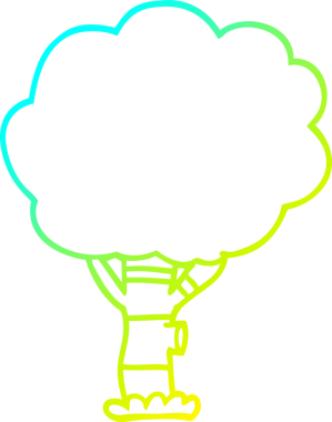 Bir insan tarafından çizilmiş bir karikatür ağacının soğuk gradyan çizimi