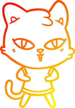 Bir insan tarafından çizilmiş çizgi film kedisinin sıcak çizgi çizimi