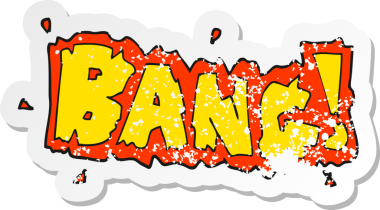 Bir insan tarafından çizilmiş karikatür patlama sembolünün gerilimli yapıştırması.