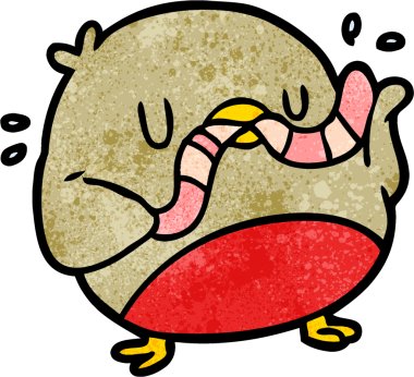 bir insan tarafından çizilmiş kuş yiyen solucanlar.