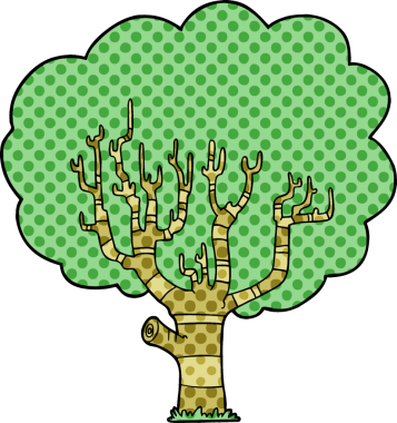 Bir insan tarafından çizilmiş çizgi film ağacı.