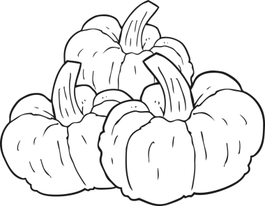 Bir insan tarafından çizilmiş siyah beyaz balkabağı.