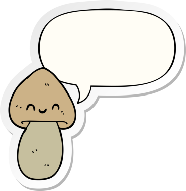 Bir insan tarafından çizilmiş konuşma balonu çıkartmalı mantar mantarı.