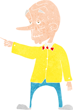 Bir insan tarafından çizilmiş yaşlı adam çizgi filmi