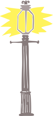 Bir insan tarafından çizilmiş düz renk çizim çizgi film lambası.