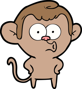 Bir insan tarafından çizilmiş, şaşırmış maymun çizgi filmi.