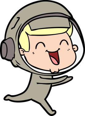 Bir insan tarafından çizilmiş mutlu astronot çizgi filmi.