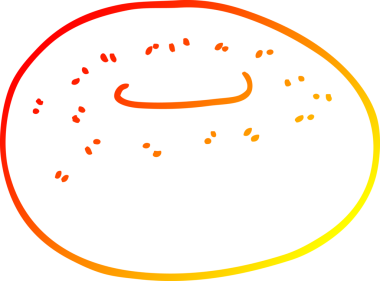 Bir insan tarafından çizilmiş çizgi film donutunun sıcak gradyan çizimi