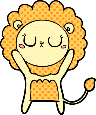 Bir insan tarafından çizilmiş çizgi film aslanı.