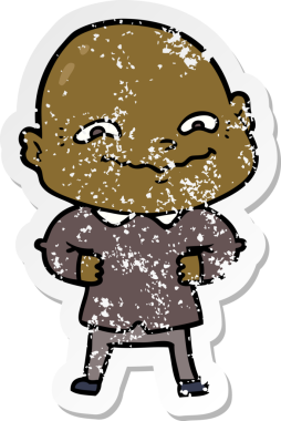 Bir insan tarafından çizilmiş ürkütücü bir çizgi filmin stresli çıkartması.