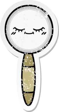 Bir insan tarafından çizilmiş sevimli bir çizgi film büyüteçinin sıkıntılı çıkartması.