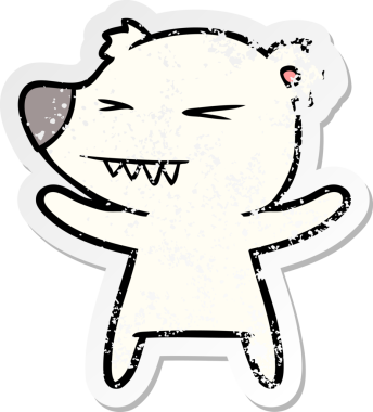 Kızgın bir kutup ayısı karikatürü bir insan tarafından çizilmiş.