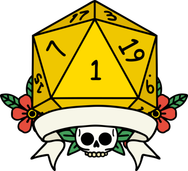 Retro Dövme Biçimi Doğal Bir d20 zar bir insan tarafından çizildi